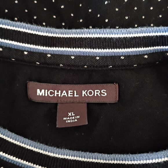 Michael Kors men's black polka dot t-shirt pocket blue accent XL‎ - Picture 4 of 7